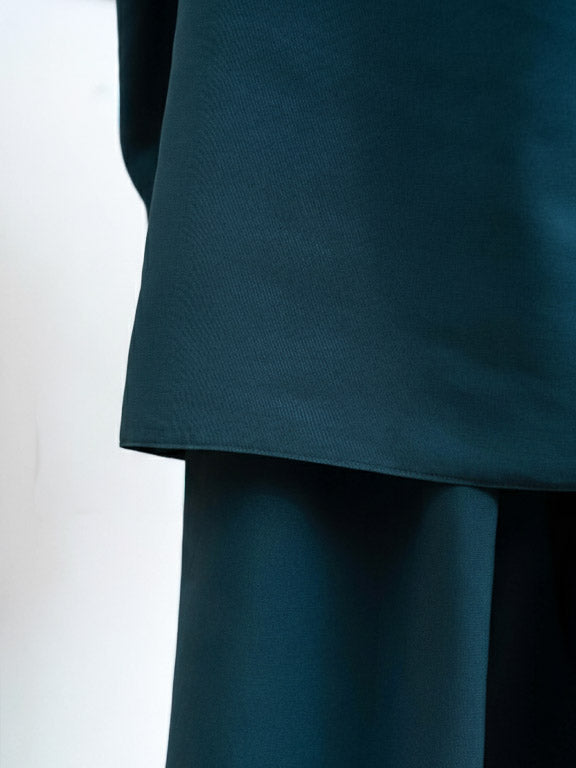 jilbab 2 pièces bleu pétrole avec jupe