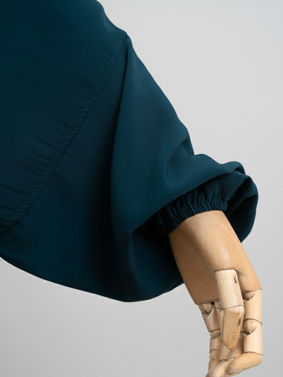 jilbab 2 pièces bleu pétrole manche élastique