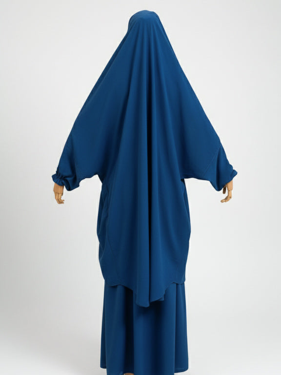 jilbab 2 pièces bleu royal de dos