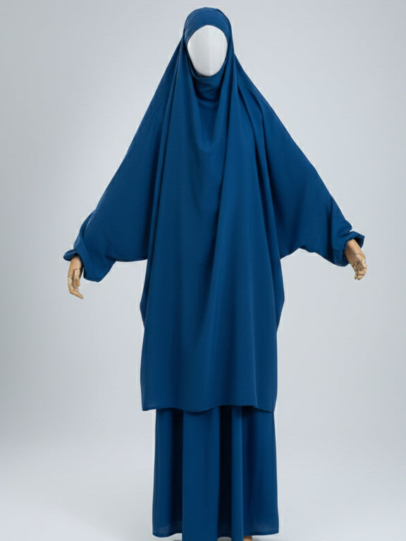 jilbab 2 pièces bleu royal de face