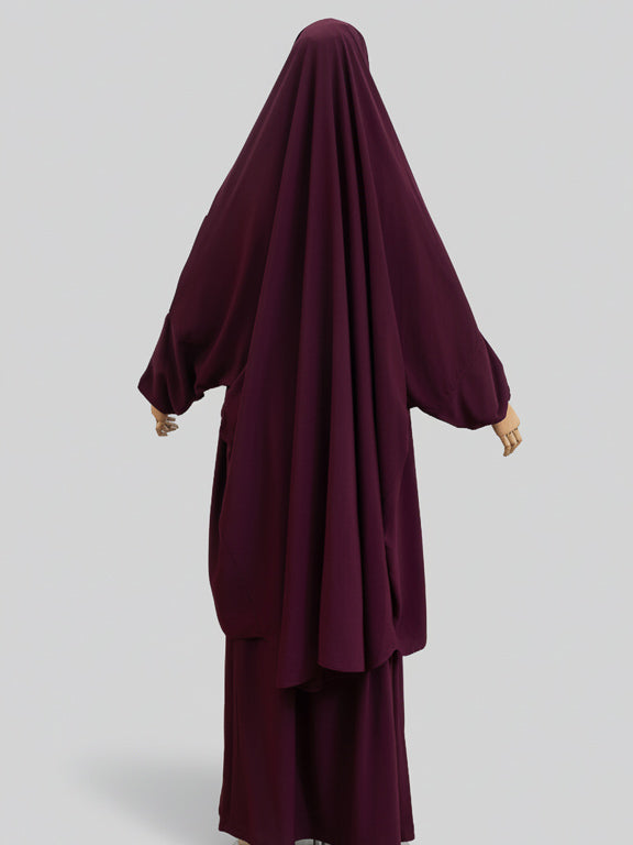 jilbab 2 pièces bordeaux de dos