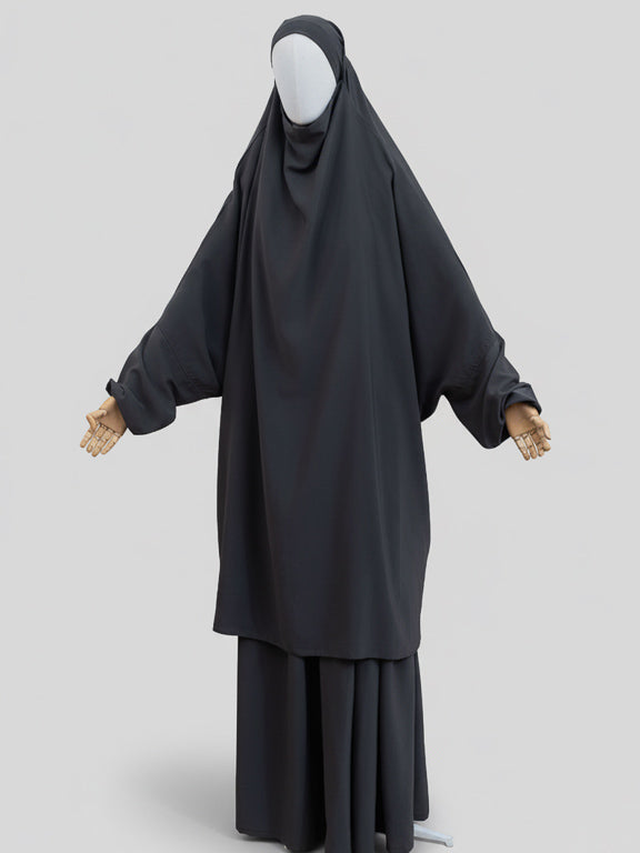 jilbab 2 pièces gris foncé