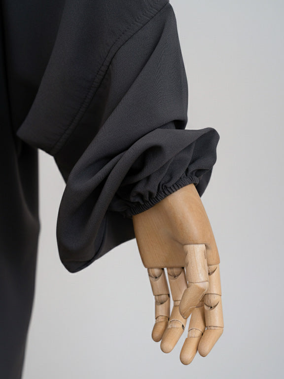 jilbab 2 pièces gris foncé avec manche élastique