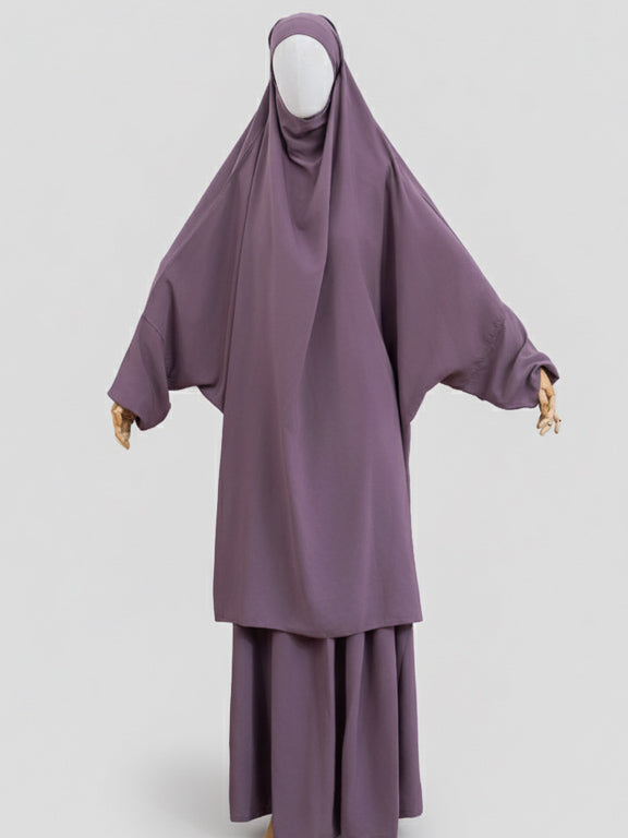 jilbab 2 pièces lilas de face