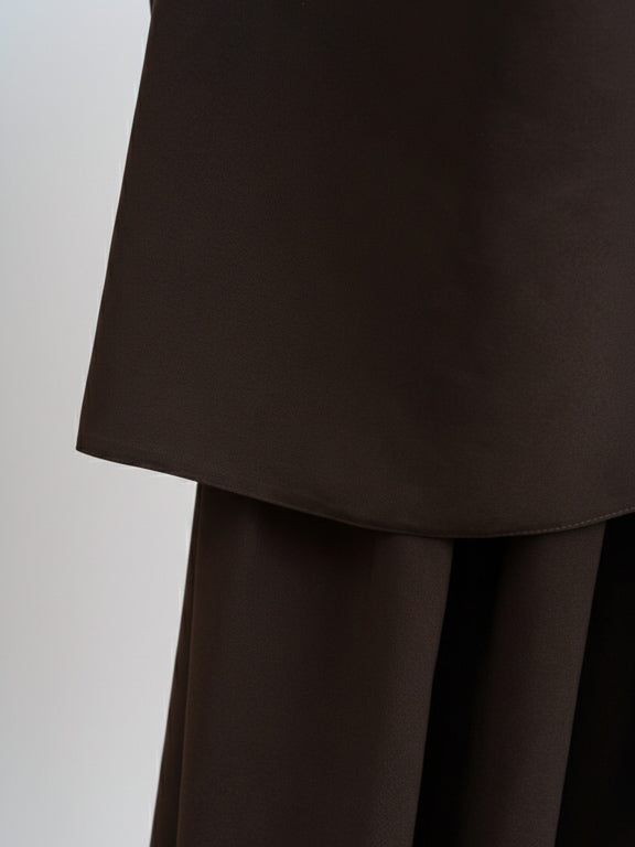jilbab 2 pièces marron café jupe