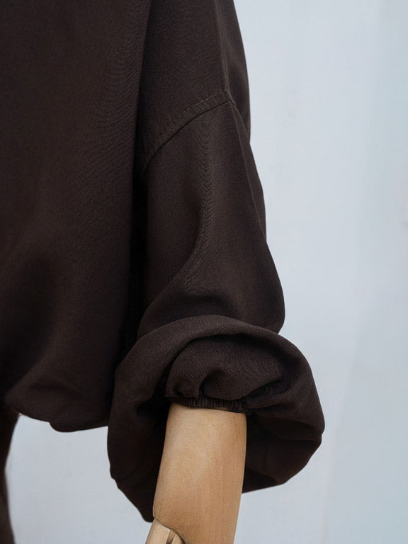 jilbab 2 pièces marron café manche élastique