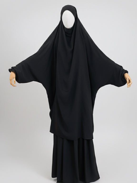jilbab 2 pièces noir de face