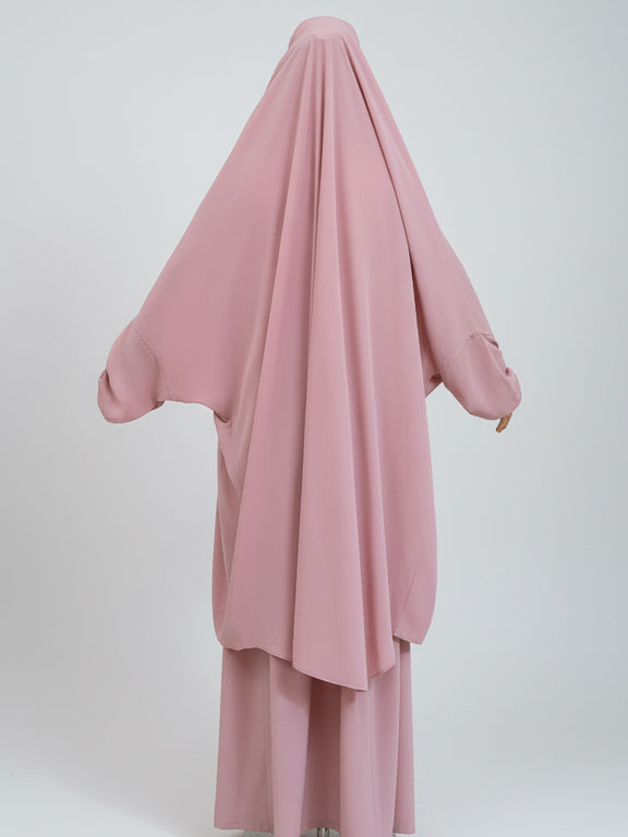 jilbab 2 pièces rose de dos
