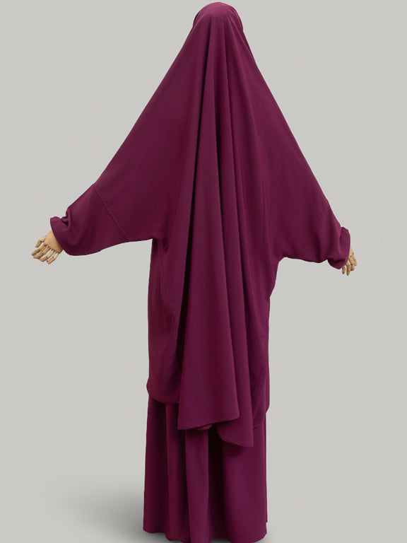 jilbab 2 pièces fuchsia de dos