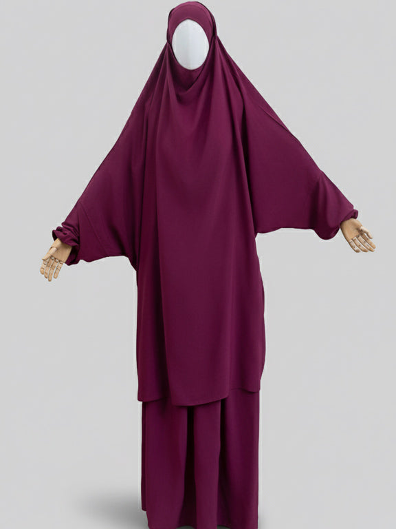 jilbab 2 pièces fuchsia de face