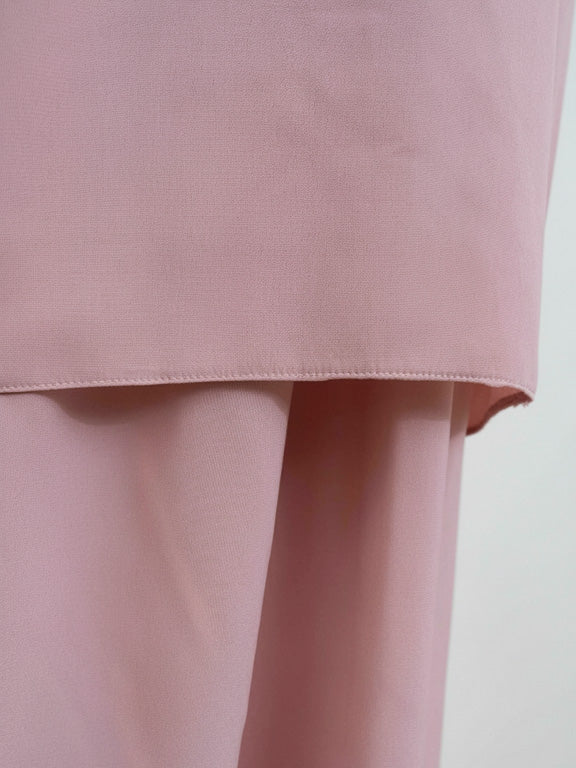 jilbab 2 pièces rose avec jupe