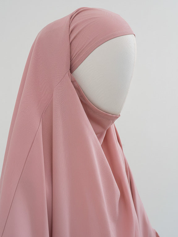 jilbab 2 pièces rose avec hijab