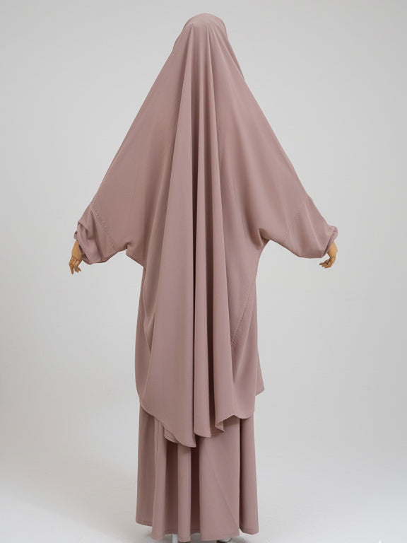 jilbab 2 pièces taupe clair de dos
