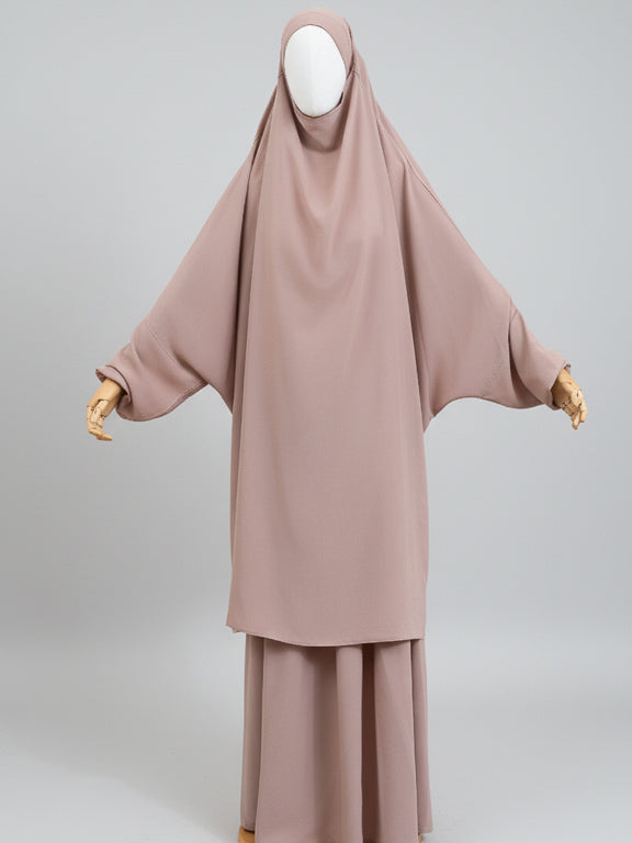 jilbab 2 pièces taupe clair face