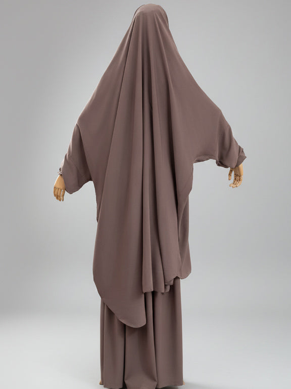 jilbab 2 pièces taupe de dos