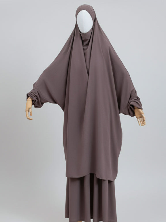 jilbab 2 pièces taupe face