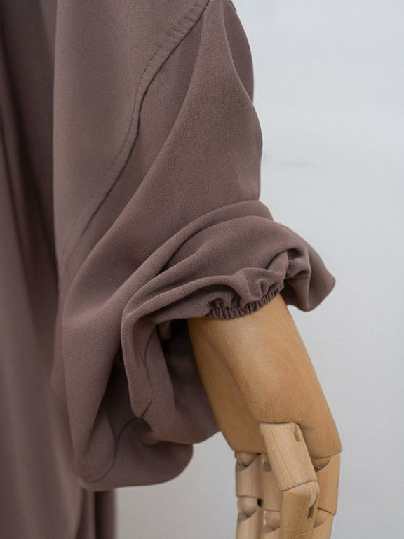 jilbab 2 pièces taupe manche élastique