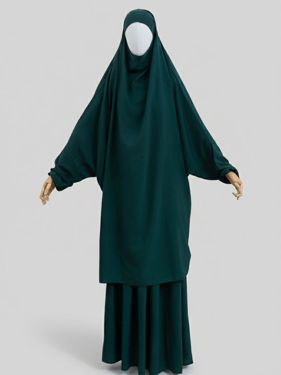 jilbab 2 pièces vert forêt de face