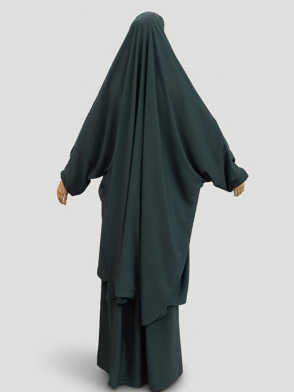 jilbab 2 pièces vert kaki de dos