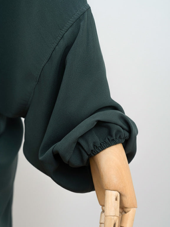 jilbab 2 pièces vert kaki manche élastique