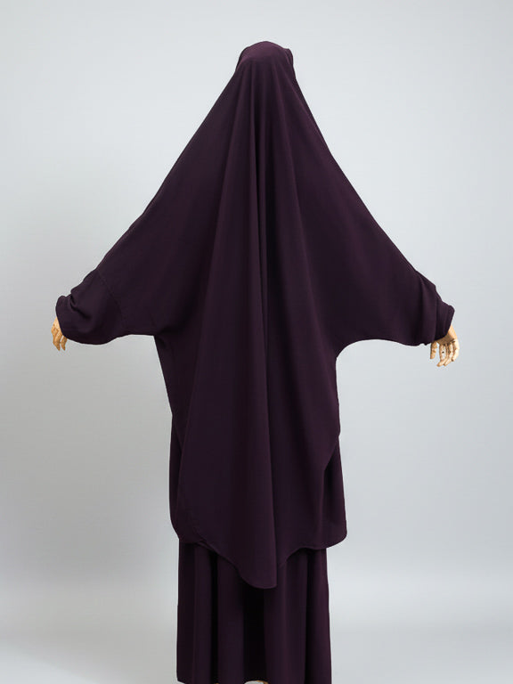 jilbab 2 pièces framboise de dos