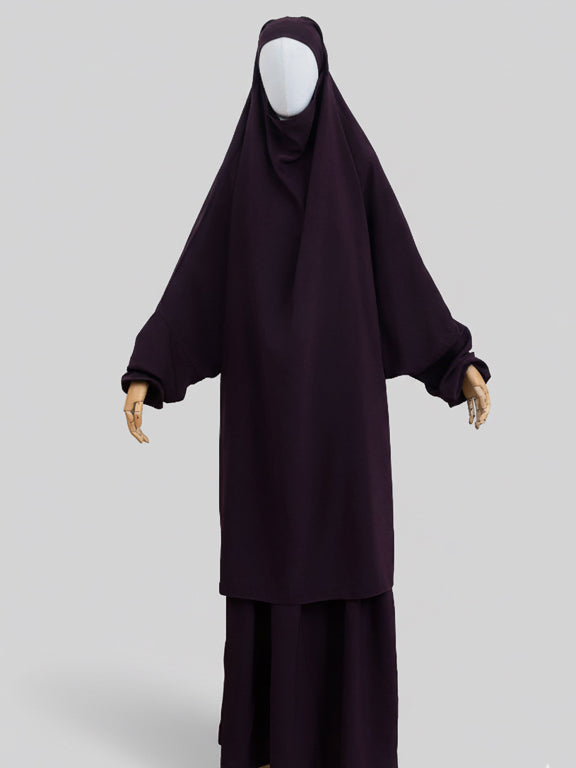 jilbab 2 pièces framboise de face