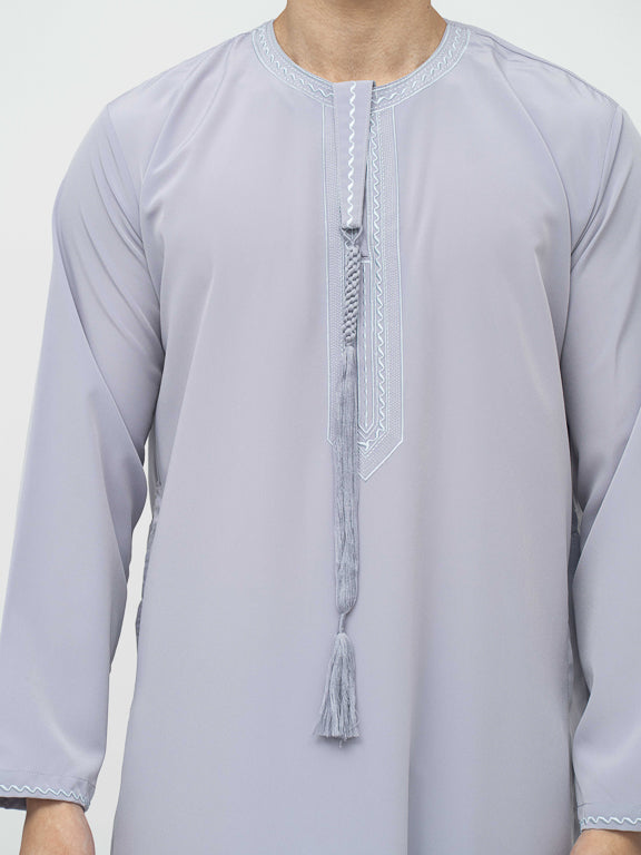Qamis Emirati Premium Gris