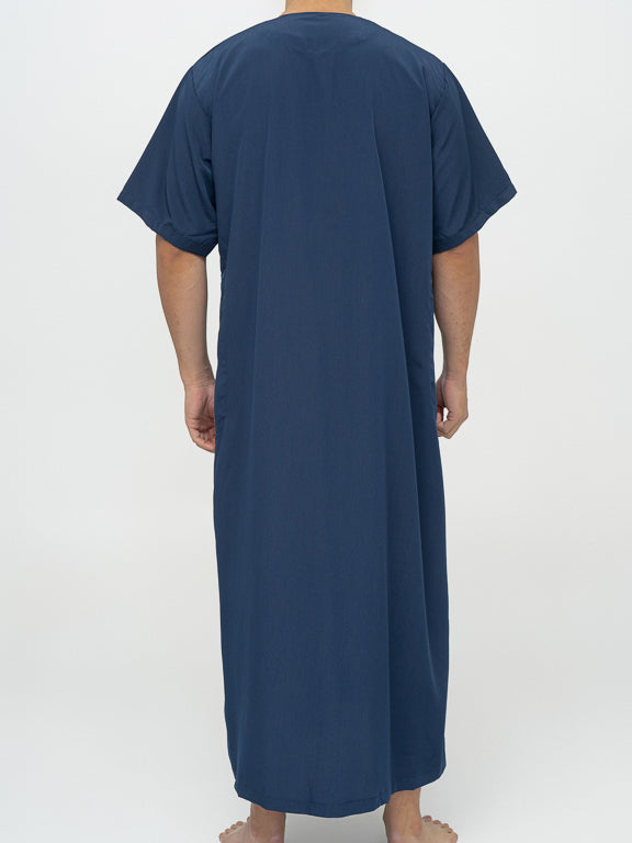 Qamis Manches courtes Marocain Premium Bleu marine