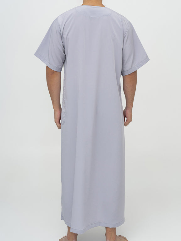 Qamis Manches courtes Marocain Premium Gris