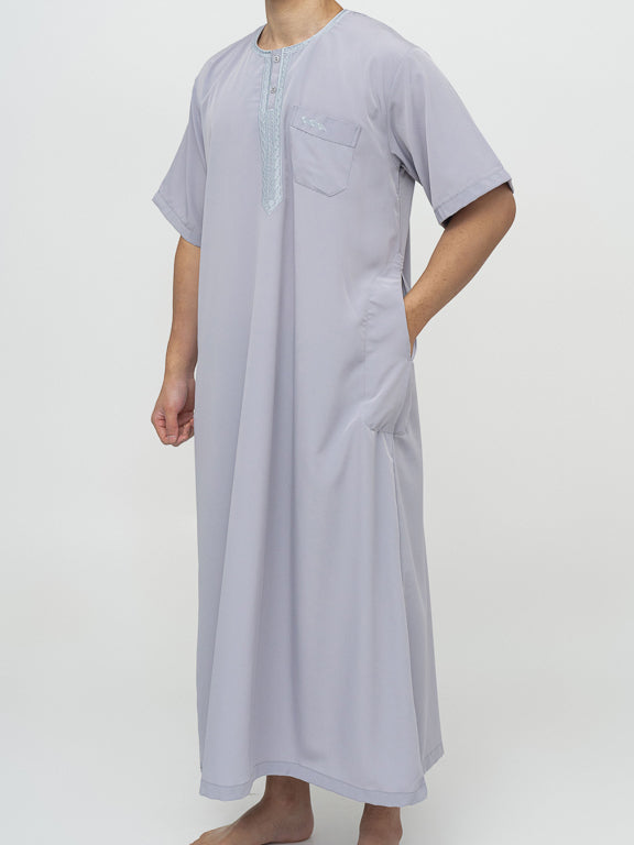 Qamis Manches courtes Marocain Premium Gris