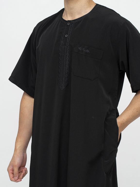 Qamis Manches courtes Marocain Premium Noir