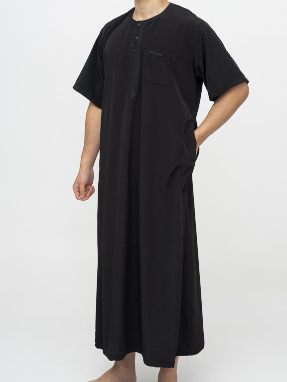 Qamis Manches courtes Marocain Premium Noir