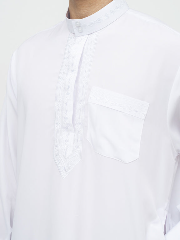Ensemble Qamis Pakistanais Premium Blanc