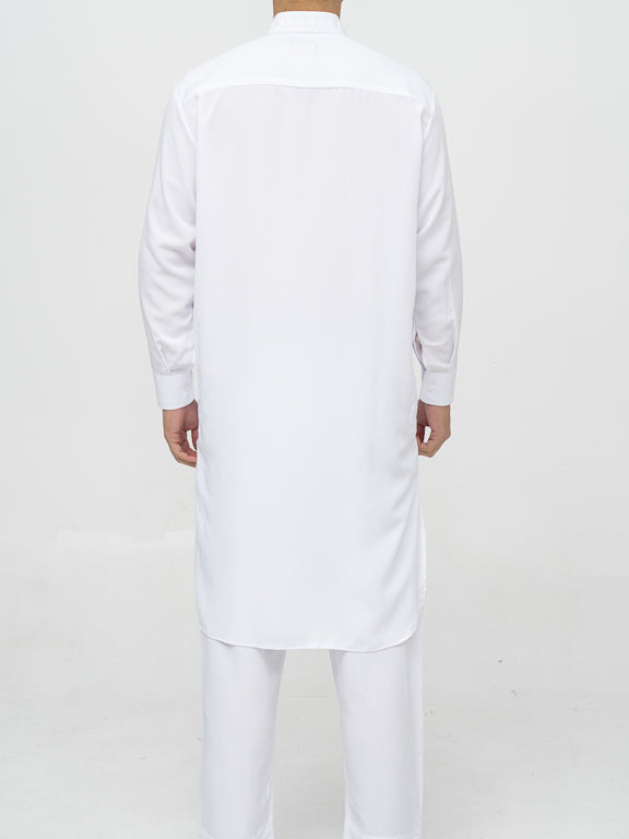 Ensemble Qamis Pakistanais Premium Blanc
