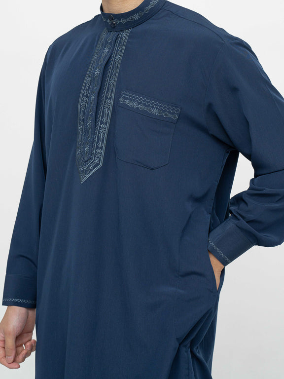 Ensemble Qamis Pakistanais Premium Bleu marine