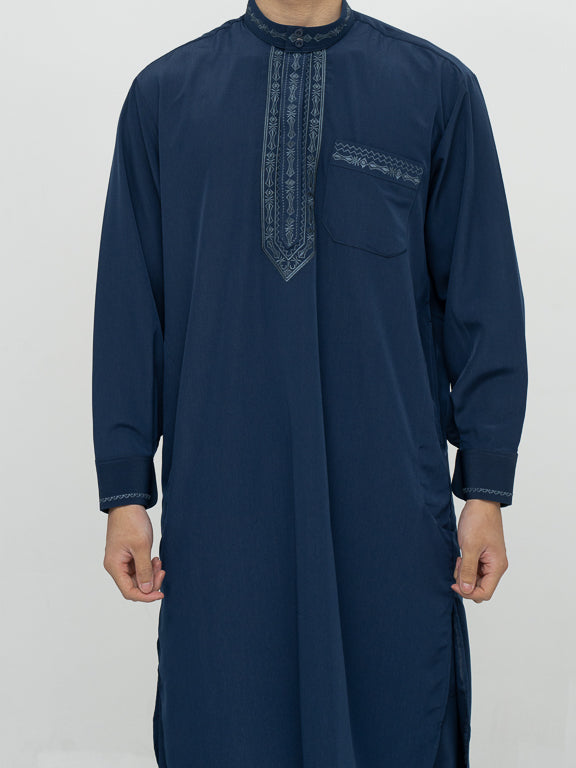 Ensemble Qamis Pakistanais Premium Bleu marine
