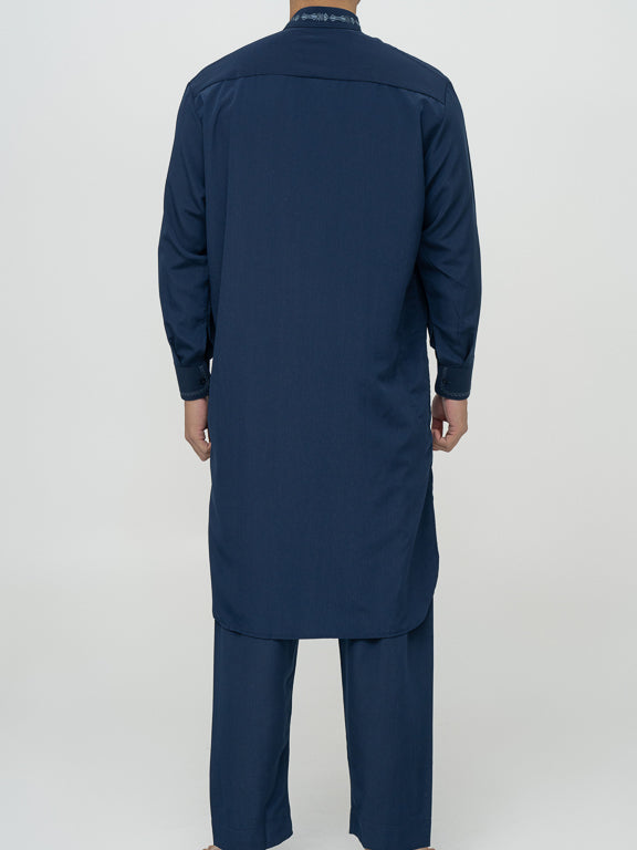 Ensemble Qamis Pakistanais Premium Bleu marine