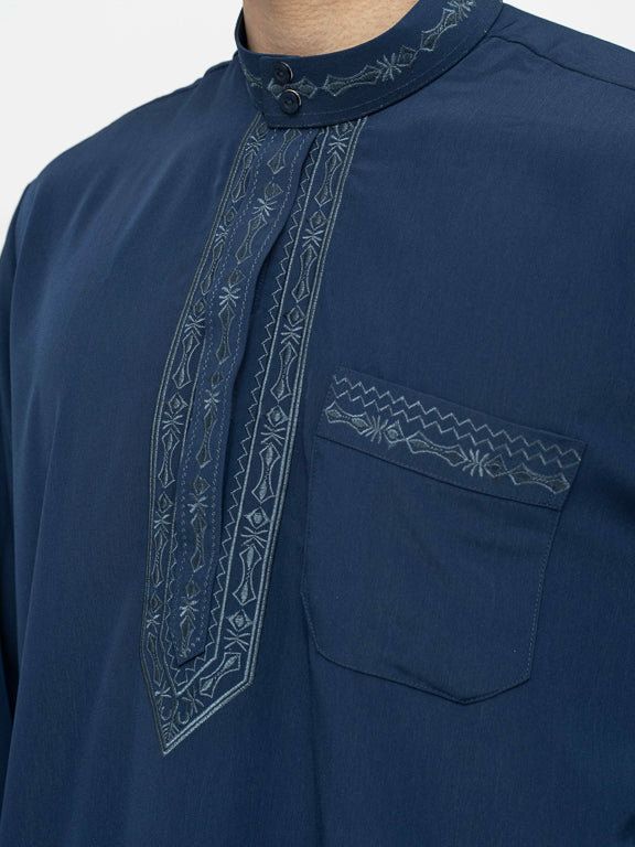 Ensemble Qamis Pakistanais Premium Bleu marine