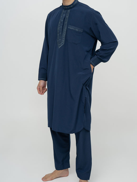 Ensemble Qamis Pakistanais Premium Bleu marine