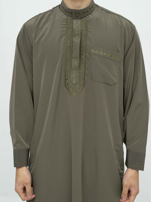 Ensemble Qamis Pakistanais Premium Kaki