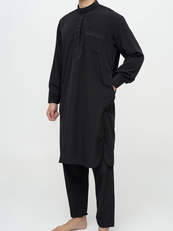 Ensemble Qamis Pakistanais Premium Noir