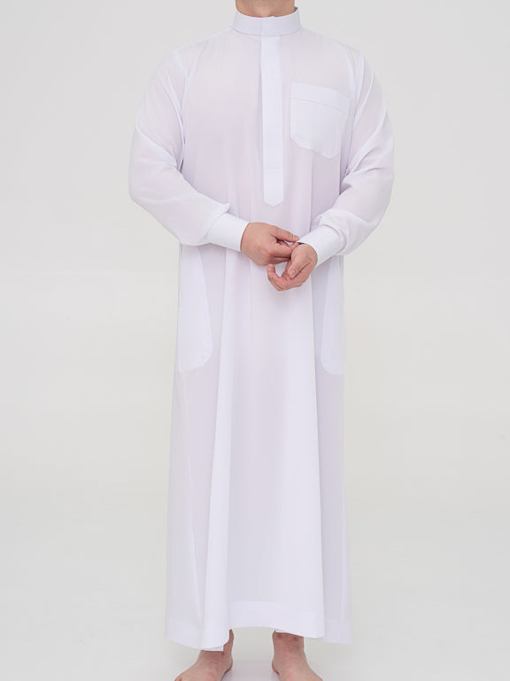 qamis saoudien blanc manches rigides