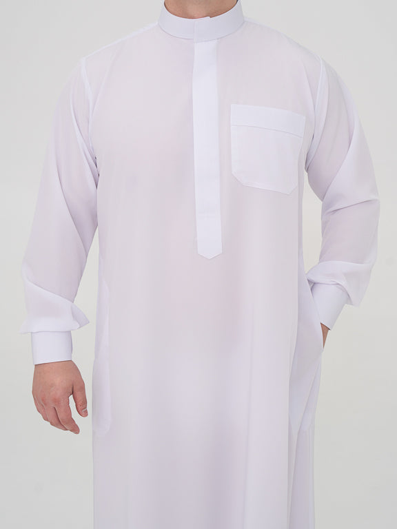 Qamis Saoudien Premium Blanc - Manches rigides