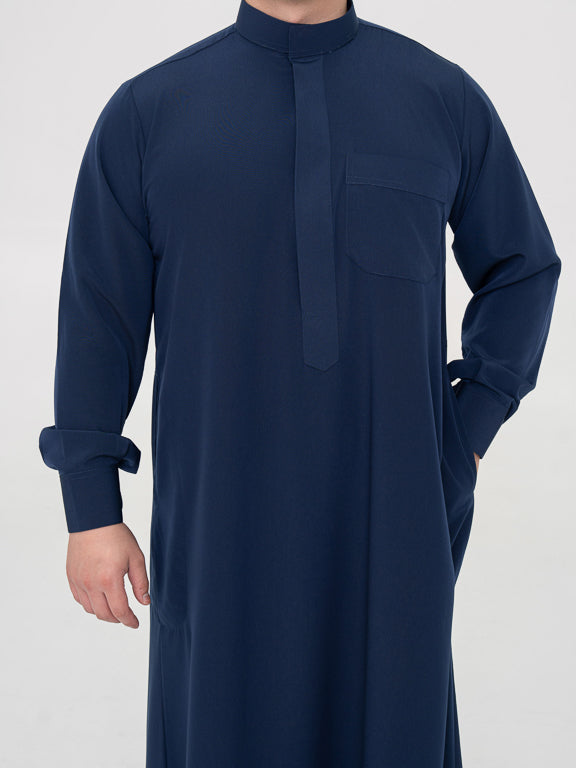 Qamis Saoudien Premium Bleu Marine - Manches rigides