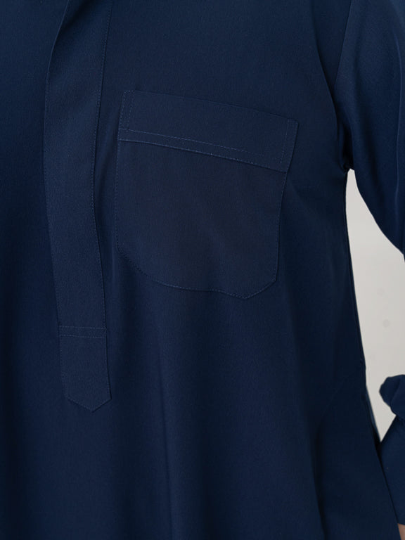 Qamis Saoudien Premium Bleu Marine - Manches rigides