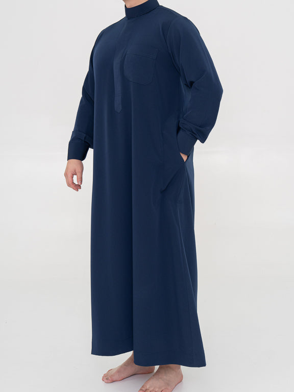 Qamis Saoudien Premium Bleu Marine - Manches rigides
