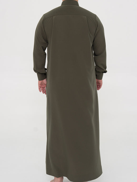 Qamis Saoudien Premium Kaki - Manches rigides
