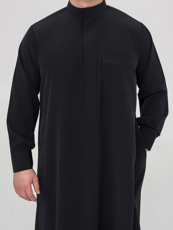 Qamis Saoudien Premium Noir - Manches rigides