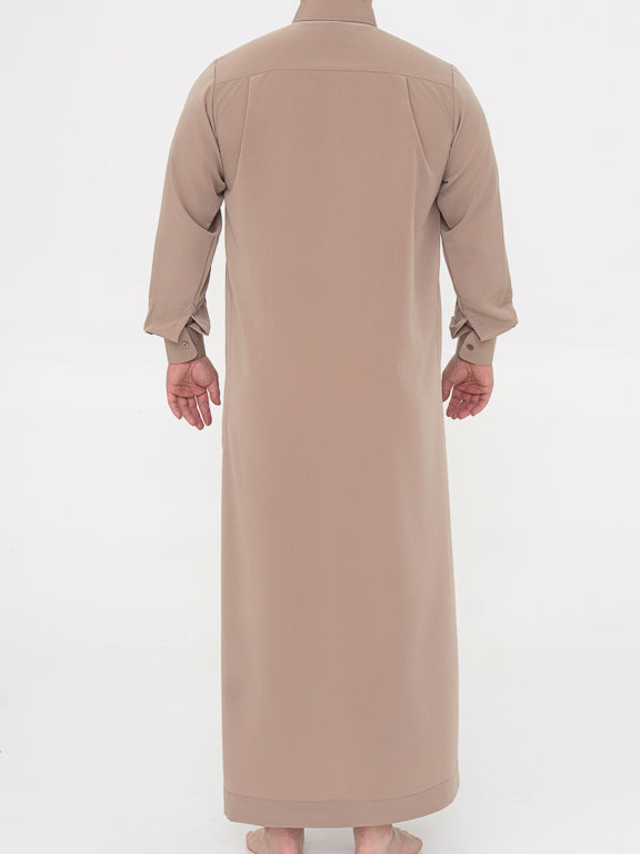 Qamis Saoudien Premium Taupe - Manches rigides