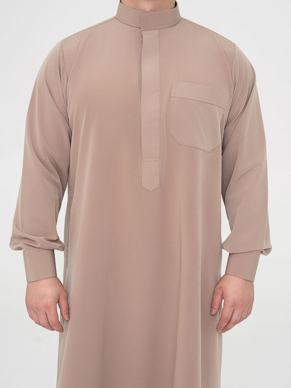 Qamis Saoudien Premium Taupe - Manches rigides